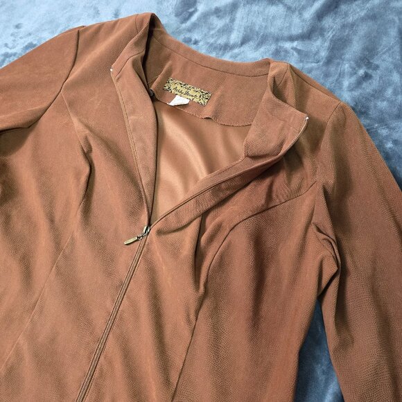 Ashley Stewart Faux Suede Jacket | Brown Zip-Up | Women's 16 | Vintage Style - Picture 8 of 13